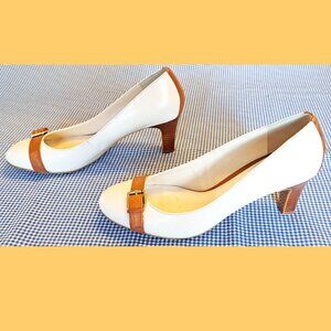 Ralph Lauren White and Tan Heels